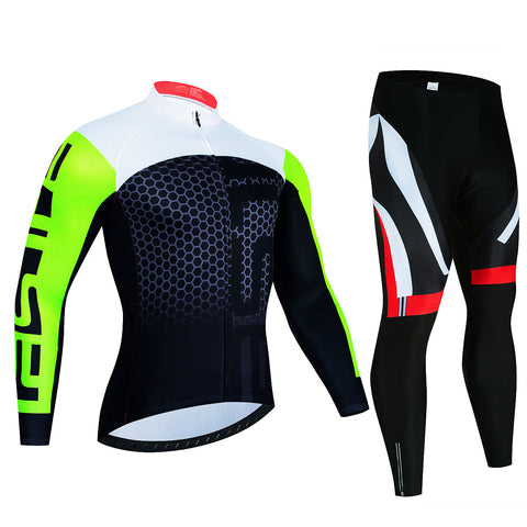 Spring And Autumn Cycling Clothing Long-sleeve Suit Top And Trousers Men's Sweat-wicking Breathable