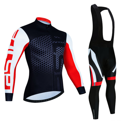 Spring And Autumn Cycling Clothing Long-sleeve Suit Top And Trousers Men's Sweat-wicking Breathable