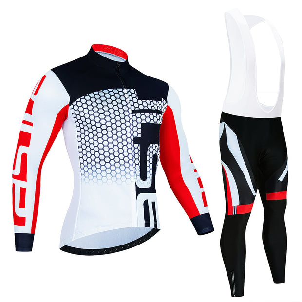 Spring And Autumn Cycling Clothing Long-sleeve Suit Top And Trousers Men's Sweat-wicking Breathable