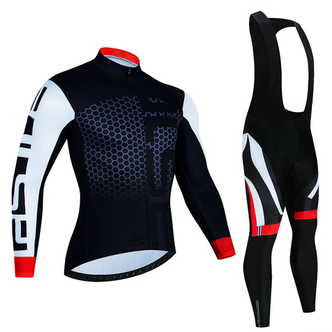 Spring And Autumn Cycling Clothing Long-sleeve Suit Top And Trousers Men's Sweat-wicking Breathable