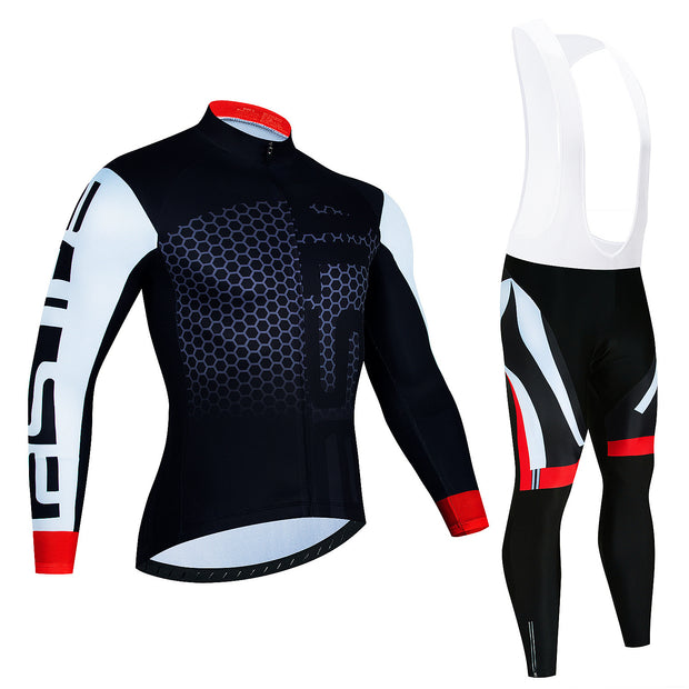 Spring And Autumn Cycling Clothing Long-sleeve Suit Top And Trousers Men's Sweat-wicking Breathable